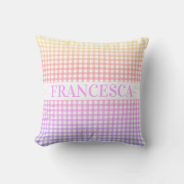 Cojín Decorativo Gradiente suave arcoiris Gingham personalizado