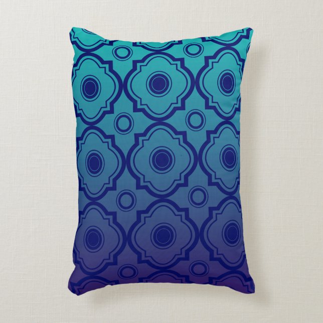 Cojín Decorativo Gradiente verde azul Quatrefoil geométrico (Frente (Vertical))