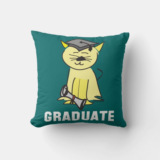 Cojín Decorativo Graduación Cute Cat Graduate (Anverso)