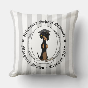Cojín Decorativo Graduación Dachshund (negro y marrón) - Perro lind