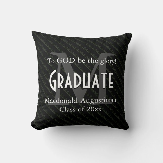 Cojín Decorativo Graduación Personalizada Keepsake GLORY DIOS Negro (Anverso)
