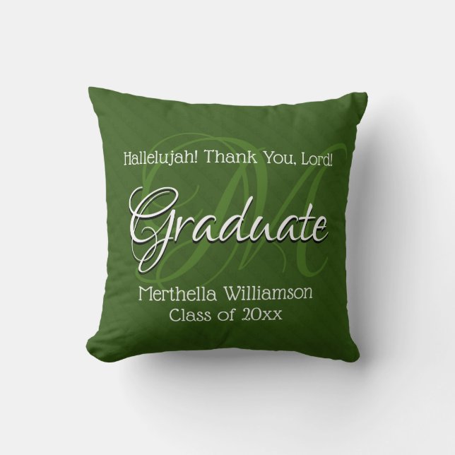 Cojín Decorativo Graduación Personalizada Keepsake HALLELUJAH Green (Anverso)