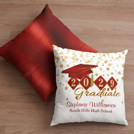 Cojín Decorativo Graduación personalizada Red & Gold Confetti