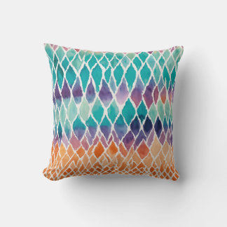 Cojín Decorativo Graduado de Ombré Watercolor Ikat y Gratuito Grieg