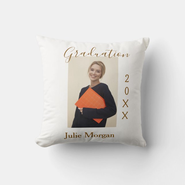 Cojín Decorativo Graduation photo brown golden year 20XX namesimple (Anverso)