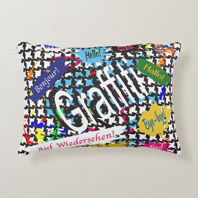 Cojín Decorativo Graffiti de saludos (Anverso)