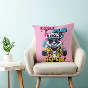 Cojín Decorativo Graffiti Gamer Panda Pop