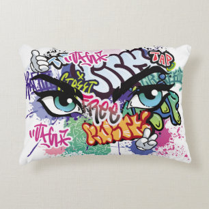 Cojín Decorativo Graffiti ilustracion con letras de graffiti callej