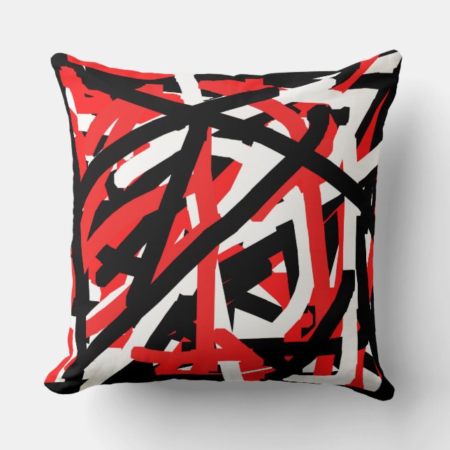 Cojín Decorativo Graffiti negro, blanco y rojo (Anverso)