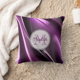 Cojín Decorativo Gráfica 3D morado monogramado oscuro