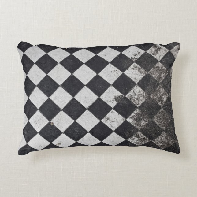 Cojín Decorativo Gráfica de arlequín blanco y negro (Anverso)