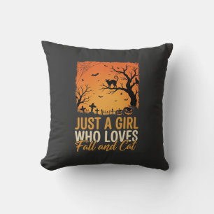 Cojín Decorativo Gráfica de Gato Amante de Halloween Otoño Atardece