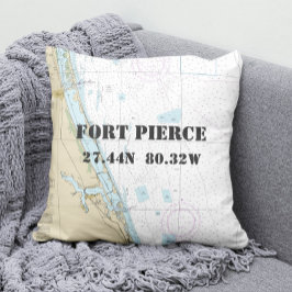 Cojín Decorativo Gráfica náutica Latitud Longitud: Fort Pierce FL