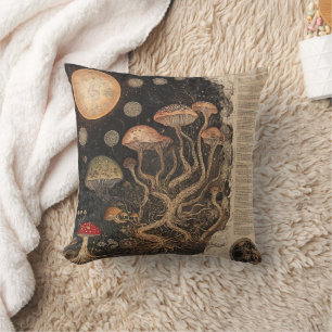 Cojín Decorativo Gráfico Botánico de Hongos Vintage (7)