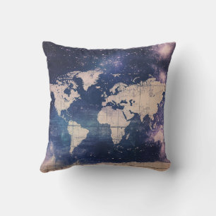 Cojín Decorativo Gráfico de Astronomía Vintage Romántico Púrpura