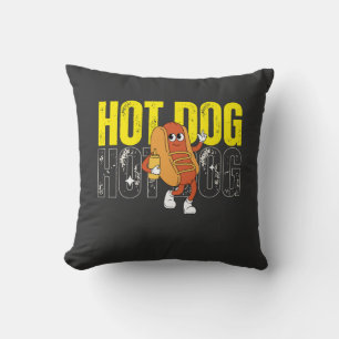 Cojín Decorativo Gráfico de comida retro de dibujos animados de hot