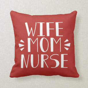 Cojín Decorativo Gráfico de la enfermera de la mamá de la esposa