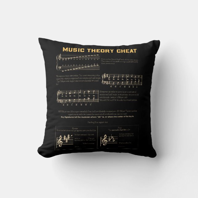 Cojín Decorativo Gráfico de la teoría musical (Anverso)