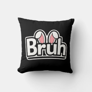 Cojín Decorativo Gráfico de meme lindo de orejas de conejo Bruh