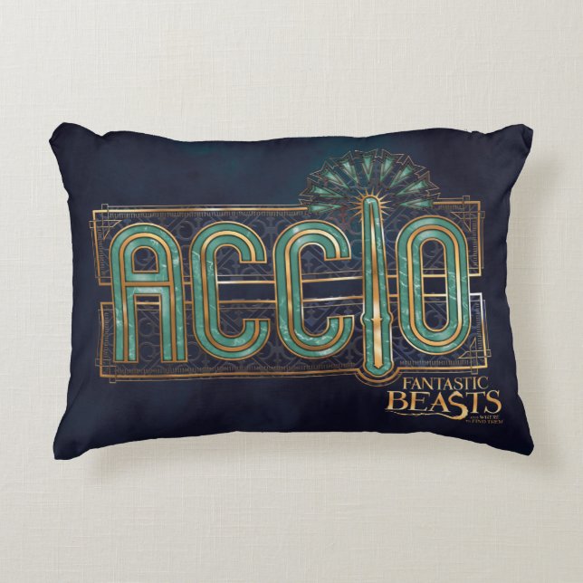 Cojín Decorativo Gráfico de ortografía Jade Art Deco ACCIO™ (Anverso)