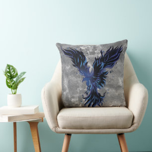 Cojín Decorativo Gráfico de pájaro fénix azul volador