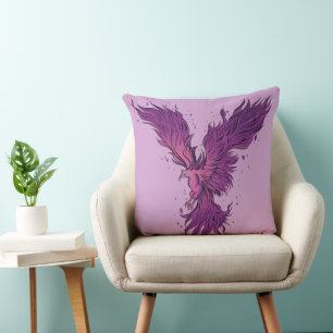 Cojín Decorativo Gráfico de pájaro fénix púrpura volador