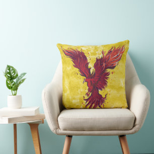 Cojín Decorativo Gráfico de pájaro fénix rojo volador