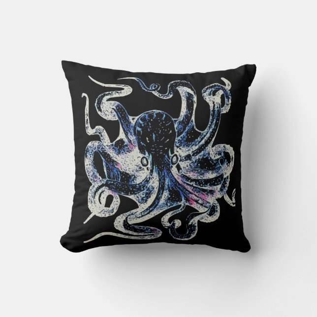 Cojín Decorativo Gráfico de pulpo (Anverso)