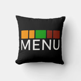 Cojín Decorativo Gráfico de texto de menú de cuadrados coloridos