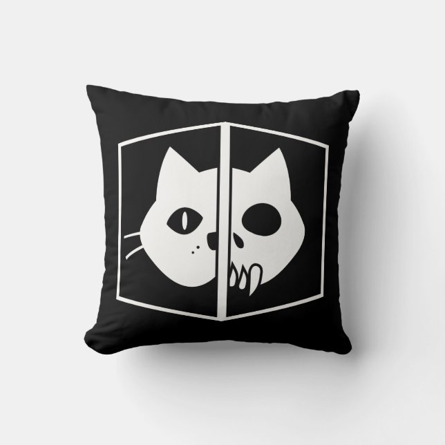 Cojín Decorativo Gráfico del gato de Schrödinger (Anverso)