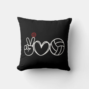Cojín Decorativo Gráfico del jugador de voleibol Peace Love