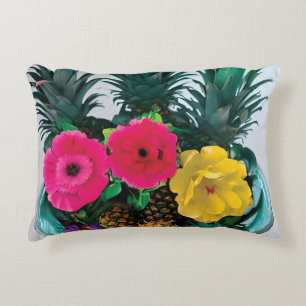 Cojín Decorativo Gráfico Digital de Flor Exótica con Piña Real
