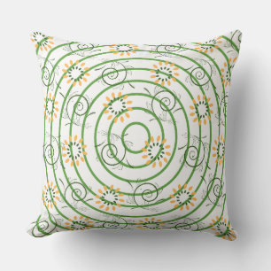 Cojín Decorativo Gráfico floral verde amarillo