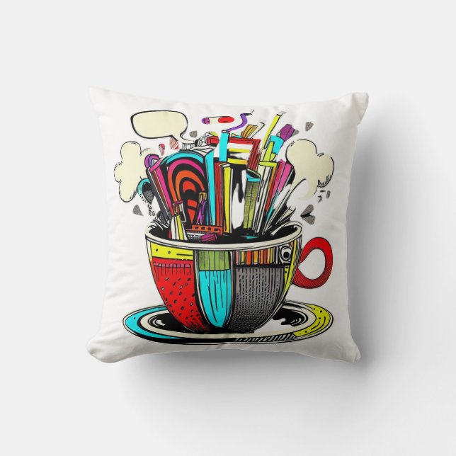 Cojín Decorativo Gráfico Resumen De La Copa De Café (Anverso)