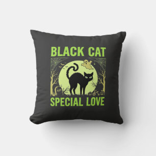 Cojín Decorativo Gráficos de amor especial de gato negro de Hallowe