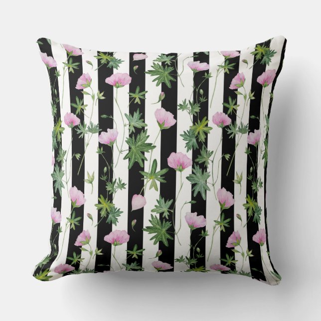 Cojín Decorativo Gráficos de patrones florales rosados: (Anverso)