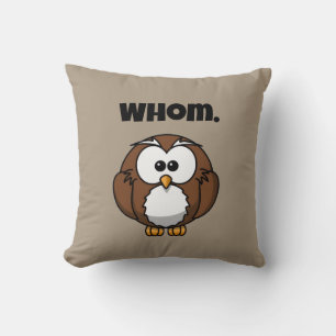 Cojín Decorativo Grammar Owl Personalizado gracioso para escritores
