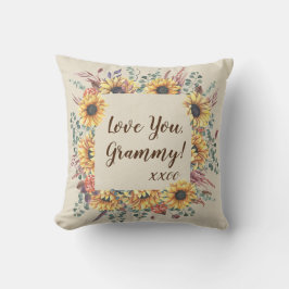 Cojín decorativo Grammy personalizado de girasol r