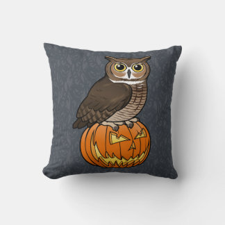 Cojín Decorativo Gran búho de cuernos de Halloween