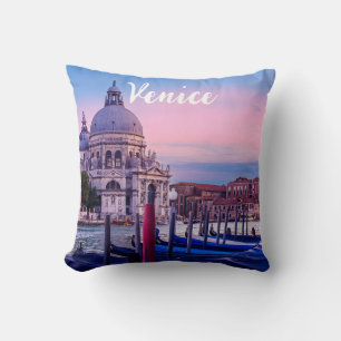 Cojín Decorativo Gran Canal con góndolas e iglesia en Venecia