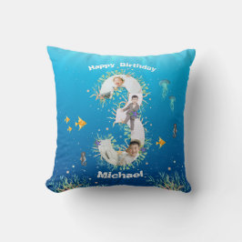 Cojín Decorativo Gran Collage de fotos de cumpleaños bajo el mar