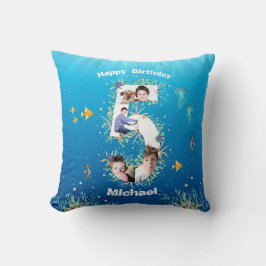 Cojín Decorativo Gran Collage de fotos de cumpleaños bajo el mar