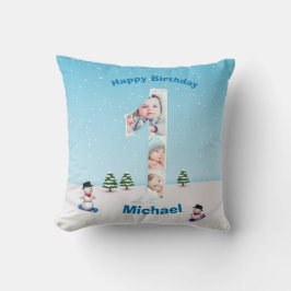 Cojín Decorativo Gran Collage de fotos de hielo de nieve en inviern