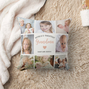 Cojín Decorativo Gran Collage de fotos de la abuela más grande del 