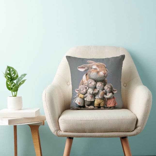 Cojín Decorativo Gran conejo con bebés (Silla)