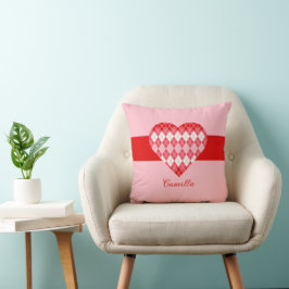 Cojín Decorativo Gran Corazón rosa y rojo de San Valentín clásico (