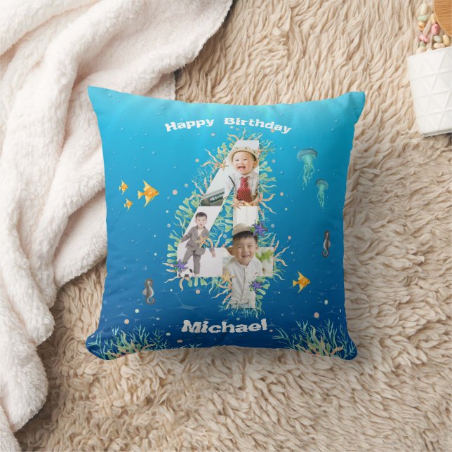 Cojín Decorativo Gran cuarto Collage de fotos de cumpleaños bajo el (Manta)