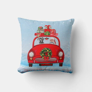 Cojín Decorativo Gran Danés en Coche con Papá Noel
