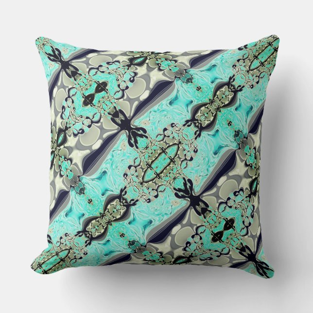 Cojín Decorativo Gran espejo de tonos aguamarina y gris (Anverso)