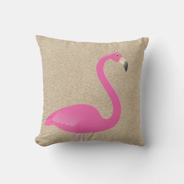Cojín Decorativo Gran Flamingo en la playa Sand Outlow Pillow (Anverso)